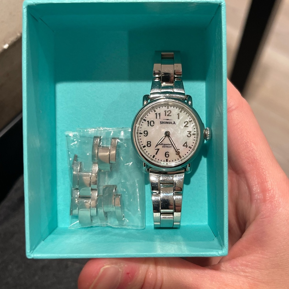Shinola Runwell watch, 28mm, Mother of Pearl face